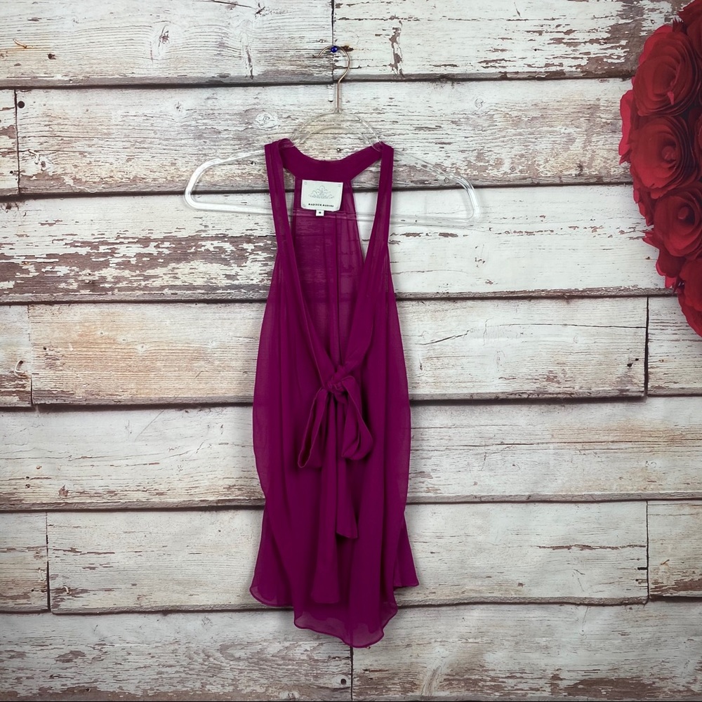 Madison Marcus silk tie ruched blouse m